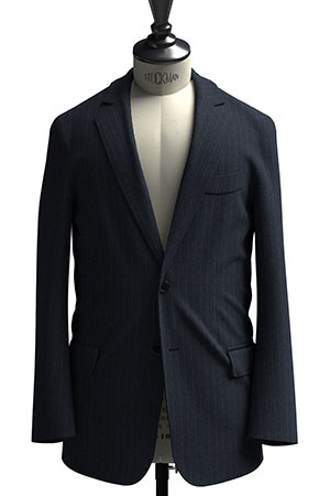 BASIC SELECTION STRECH ライトネイビー チョークストライプ(AK102291)